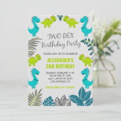 Deux invitations d'anniversaire rex garçon bleu ju (Debout devant)