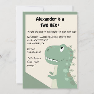Deux invitations d'anniversaire rex Garçon mignon