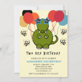Deux invitations d'anniversaire rex Mignon dinomit (Devant)