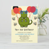 Deux invitations d'anniversaire rex Mignon dinomit (Debout devant)