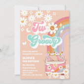 Deux invitations de anniversaire rétro groovy (Devant)