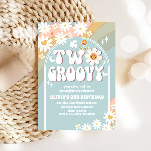 Deux invitations de anniversaire rétro groovy