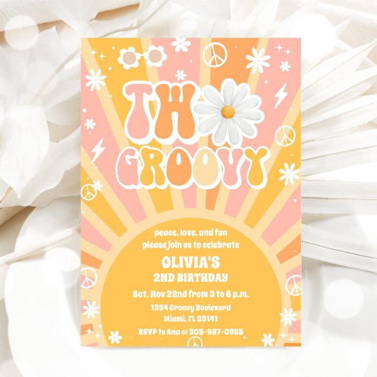 Deux invitations de anniversaire rétro groovy