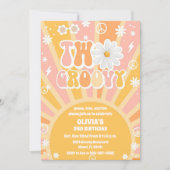 Deux invitations de anniversaire rétro groovy (Devant)