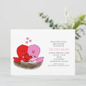 Deux invitations de baby shower pour oiseaux de la (Debout devant)
