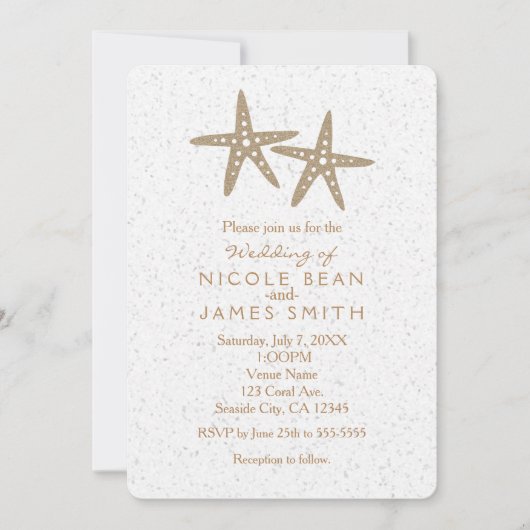 Deux invitations de mariage de plage avec étoiles (Devant)