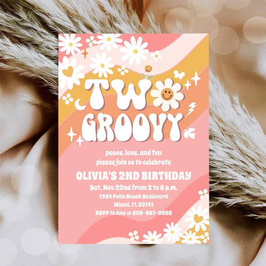 Deux invitations groovy pour un 2ème anniversaire