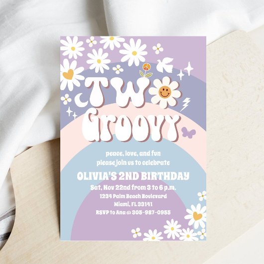 Deux invitations groovy pour un 2ème anniversaire