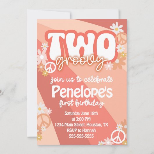 Deux invitations groovy pour un deuxième anniversa (Devant)