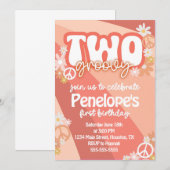 Deux invitations groovy pour un deuxième anniversa (Devant / Derrière)