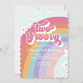 Deux invitations groovy rétro arc-en-ciel pour un (Devant)