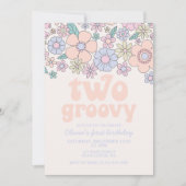 Deux invitations groovy rétro florales pour le 2èm (Devant)