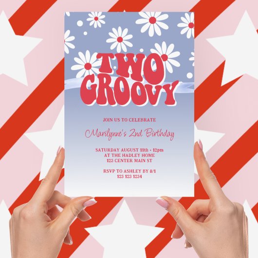 Deux Invitations Groovy Rétro pour un 2ème Anniver