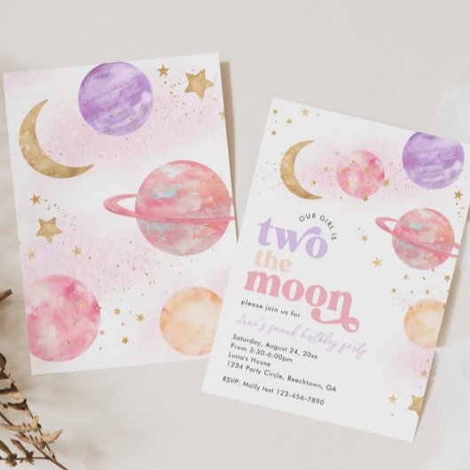 Deux invitations pour l'anniversaire de la lune