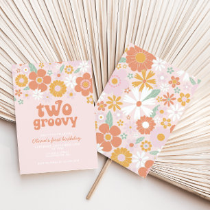 Deux invitations rétro fleuries groovy pour un pre