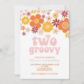 Deux invitations rétro funky florales pour un 2ème (Devant)