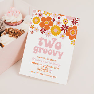 Deux invitations rétro funky florales pour un 2ème