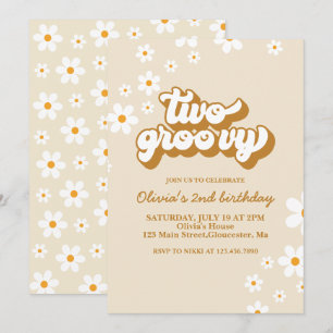 Deux invitations rétro groovy Daisy pour un 2ème a