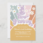 Deux invitations rétro groovy soleil arc-en-ciel m (Devant)