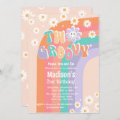 Deux invitations Super Boho Daisy 2e anniversaire (Devant / Derrière)