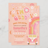 Deux invitations Super Boho Retro 2e anniversaire (Devant / Derrière)