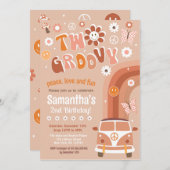 Deux invitations Super Boho Retro 2e anniversaire (Devant / Derrière)
