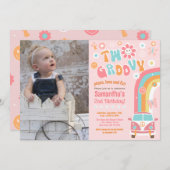 Deux invitations Super Boho Retro 2e anniversaire (Devant / Derrière)