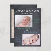 Deux jumeaux bienheureux - 3x5 Faire-part de naiss (Devant / Derrière)