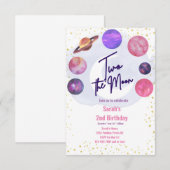 Deux la Lune 2e anniversaire Editable Invitation (Devant / Derrière)