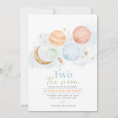 Deux La Lune 2e Anniversaire Invitation Boy Gold (Devant)