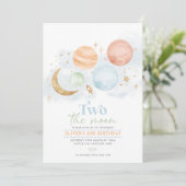 Deux La Lune 2e Anniversaire Invitation Boy Gold (Debout devant)