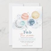 Deux La Lune 2e Anniversaire Invitation Garçon Arg (Devant)