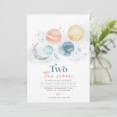 Deux La Lune 2e Anniversaire Invitation Garçon Arg (Debout devant)