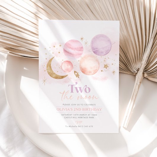 Deux La Lune 2e Anniversaire Invitation Girl Space
