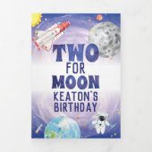 Deux La Lune 2e Anniversaire Triplé Invitation (Page de couverture)