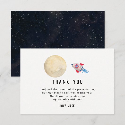 Deux La Lune 2e fête d'anniversaire Merci Cartes (Devant / Derrière)