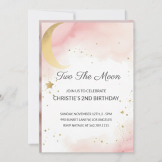 Deux La Lune : 2e Invitation Anniversaire Rose, Or
