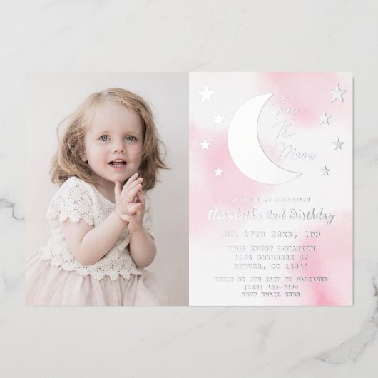 Deux La Lune 2e Invitation Foil Anniversaire (Recto)