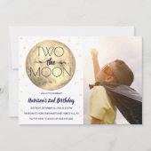 Deux La Lune 2e Invitation Photo Anniversaire (Devant)