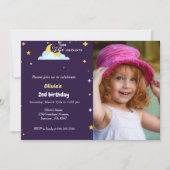 Deux la lune 2ème anniversaire fille invitation (Devant)