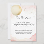 Deux La Lune 2ème Fille Invitation Anniversaire (Devant)