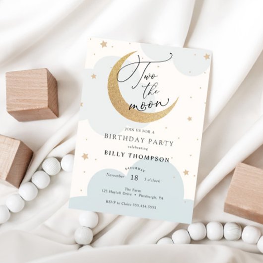 Deux la Lune Bleue Deuxième invitation anniversair