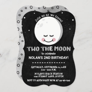 Deux La Lune Galaxy 2e Invitation d'anniversaire