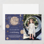 Deux La Lune Galaxy Anniversaire Photo Invitation (Devant / Derrière)
