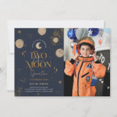 Deux La Lune Galaxy Anniversaire Photo Invitation (Devant)
