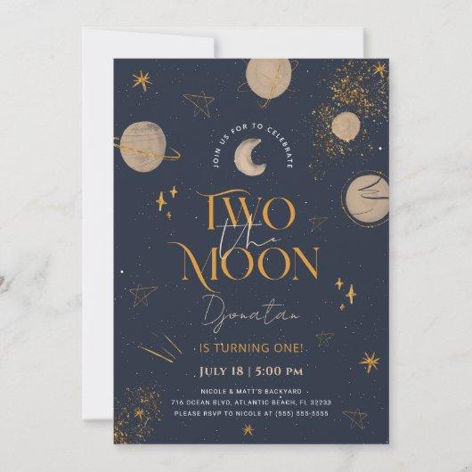 Deux La Lune Galaxy Invitation Anniversaire (Devant)