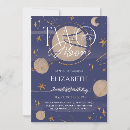 Deux La Lune Galaxy Invitation Anniversaire (Devant)
