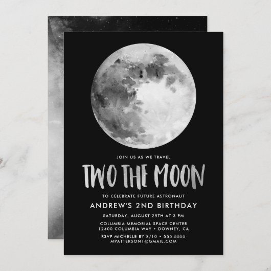 Deux La Lune | Invitation de fête d'anniversaire (Devant / Derrière)