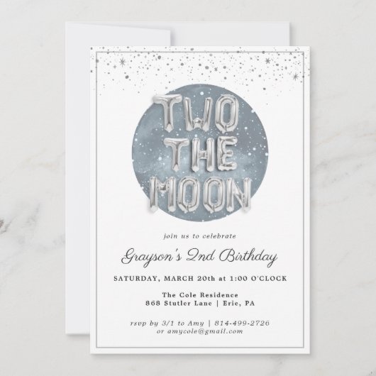 Deux la Lune | Invitation de fête du 2e anniversai (Devant)