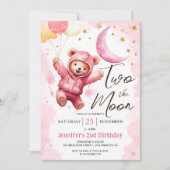 DEUX la lune | Pink Girl 2nd Birthday Invitation (Devant)